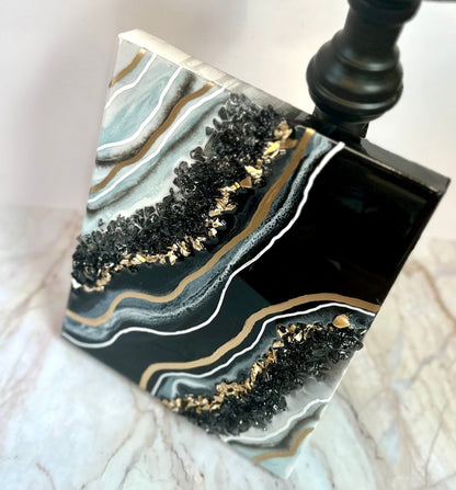 Black and Slate Blue Geode - Bragg About It Artistry