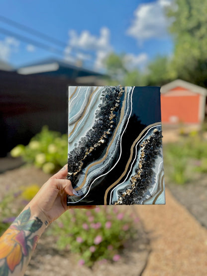 Black and Slate Blue Geode - Bragg About It Artistry