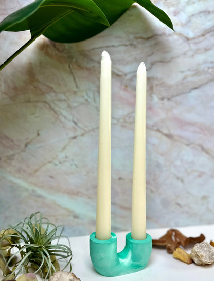 Teal Concrete Candle Holder - Bragg About It Artistry