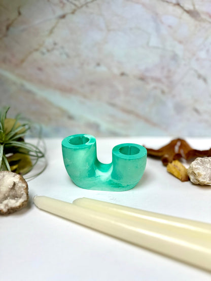 Teal Concrete Candle Holder - Bragg About It Artistry