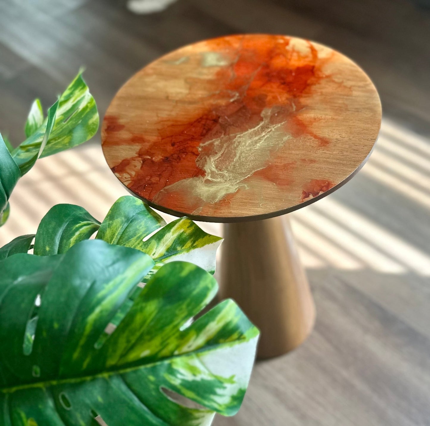 Warm Red and Gold End Table - Bragg About It Artistry