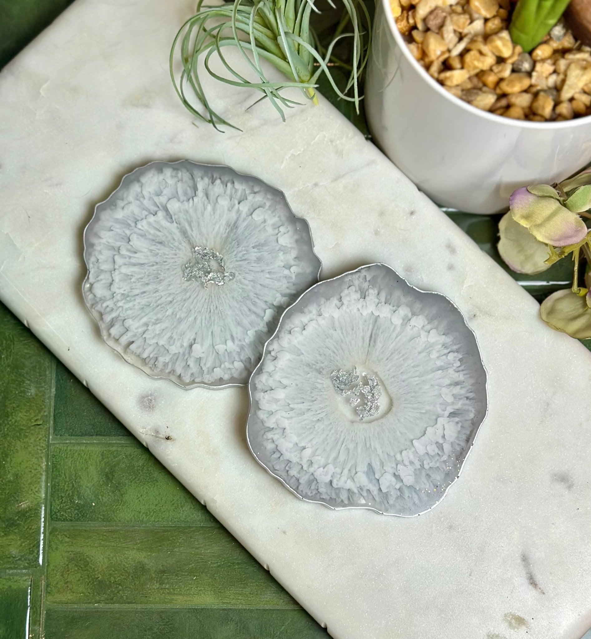 Grey + Silver Coasters - Bragg About It Artistry