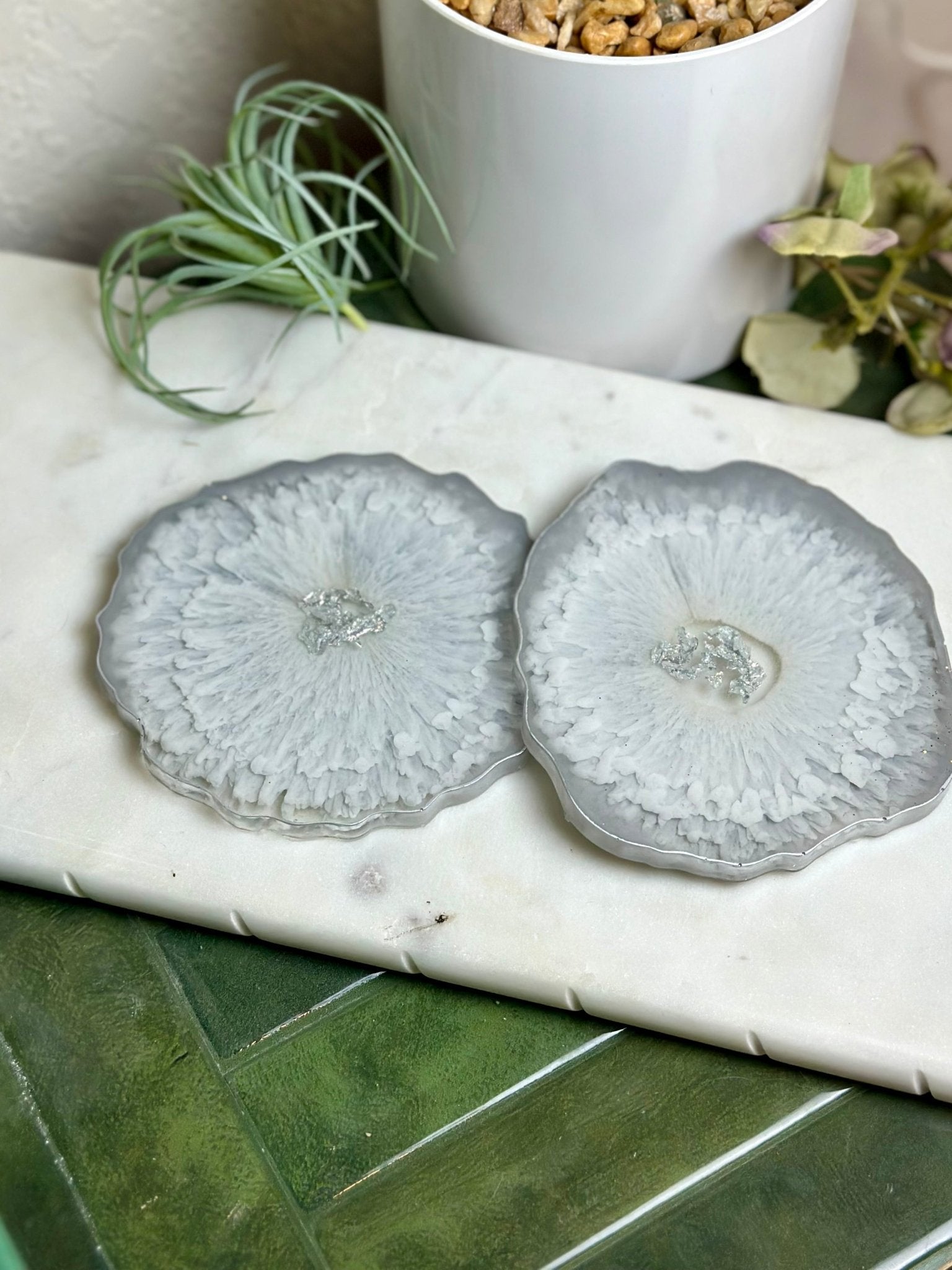 Grey + Silver Coasters - Bragg About It Artistry