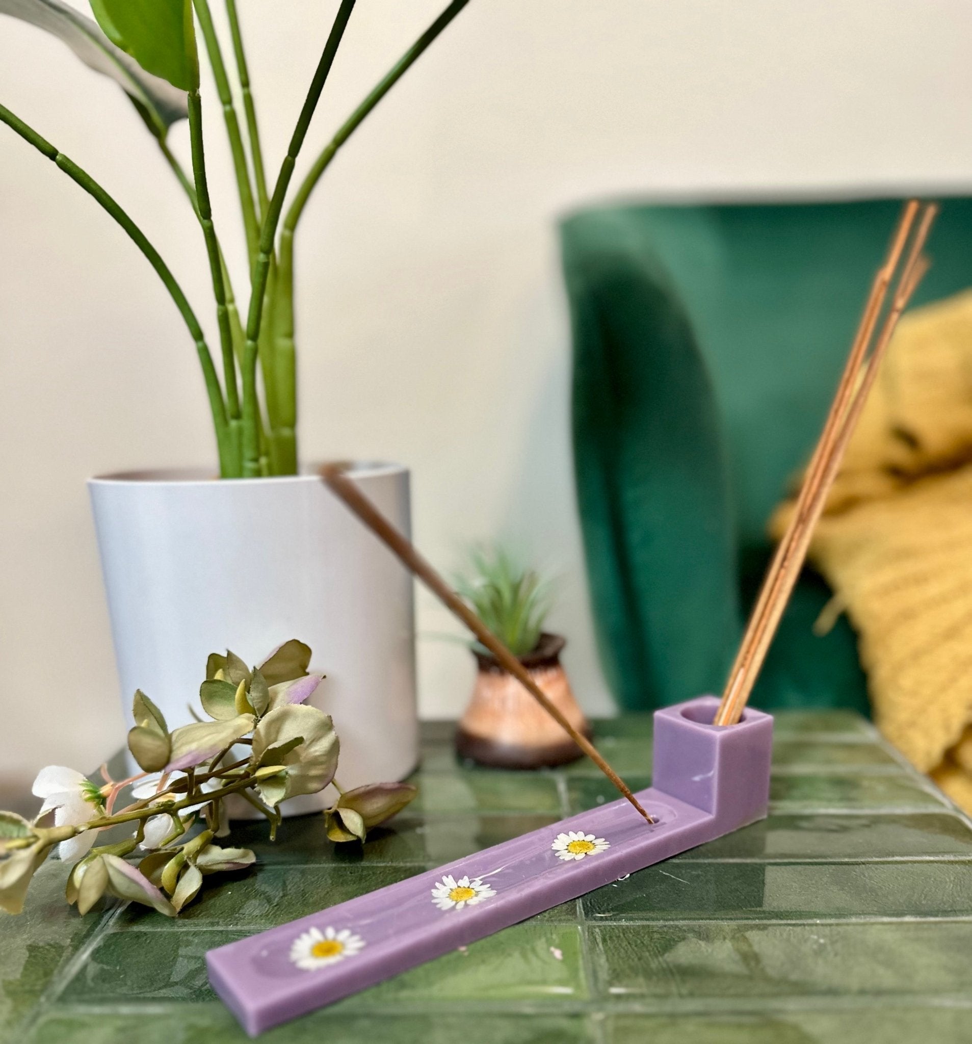 Purple Floral Incense Holder - Bragg About It Artistry